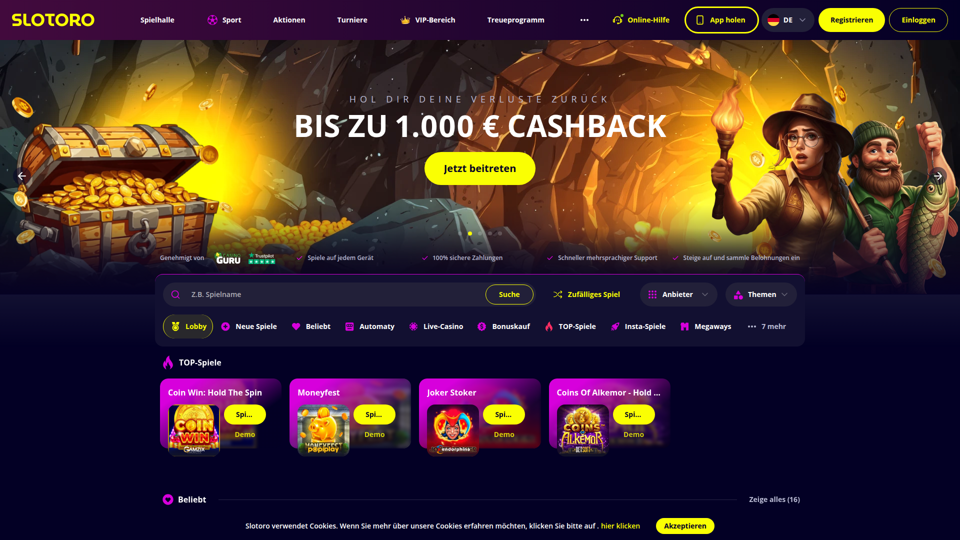 Slotoro VIP Space mit exklusiven Belohnungen und Vorteilen